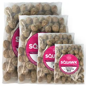 150 x SQUAWK Suet Fat Balls - Wild Garden Bird Food High Energy Year Round Feed Treats