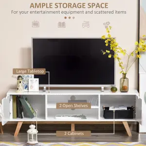 HOMCOM Elegant TV Stand Storage Cabinet Unit w/ Wood Legs 2 Cupboards 2 Shelves