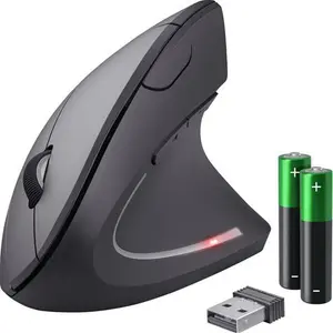 Trust Verto Wireless Ergonomic Mouse, Vertical Mouse With Storable USB Micro-Receiver, 800-1600 DPI, 6 Buttons, Illuminated Mouse For Right Hand