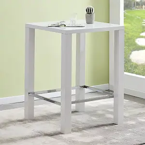 Jam Square Glass White Gloss Bar Table With 2 Coco Grey Stools