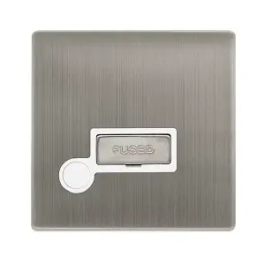 Stainless Steel Screwless Plate 13A Fused Ingot Connection Unit With Flex - White Trim - SE Home