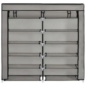 Berkfield Shoe Cabinet with Cover Grey 115x28x110 cm Fabric