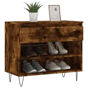 Berkfield Shoe Cabinet Smoked Oak 70x36x60 cm Engineered Wood