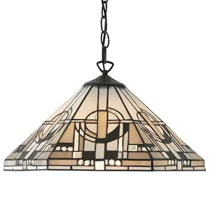 Tiffany Glass Hanging Ceiling Pendant Light Bronze Chain 1 Lamp Shade i00136