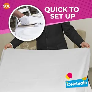 5pk White Paper Table Covers 90cm x 90cm, Paper Tablecloths for Parties, White Table Cover Disposable Table Clothes For Parties