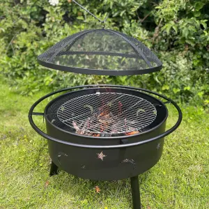 Star and Moon Fire Bowl with Grill, Safety Guard, Poker & Premium Cover