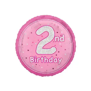 Unique Party Prism 2nd Birthday Foil Balloon Pink (One Size)