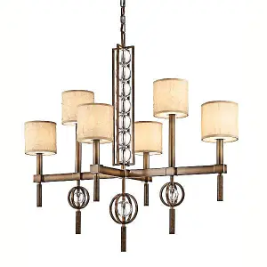 Luminosa Celestial 6 Light Multi Arm Chandelier Beige, Bronze Finish, E14