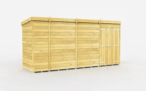 13 x 4 Feet Pent Shed - Double Door Without Windows - Wood - L118 x W387 x H201 cm