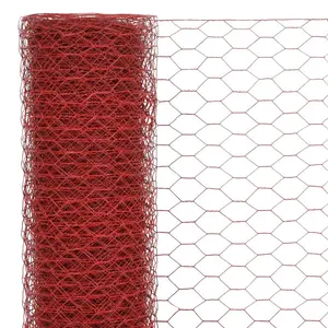 Chicken Wire Fence with PVC Coating Red / 1.2m H x 25m L