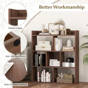 Costway 7 Cubes Open-back Bookshelf Home Storage Display Shelf Wooden Bookcase