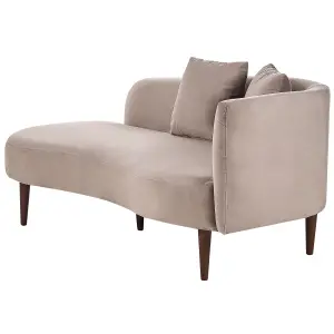 Right Hand Velvet Chaise Lounge Taupe CHAUMONT