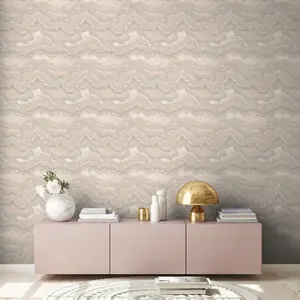 Galerie Welcome Home Beige Water Marble Wallpaper