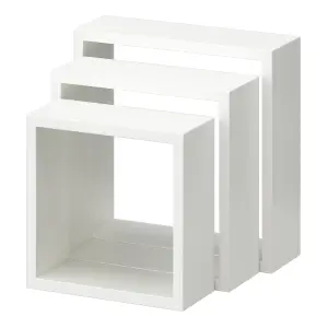 GoodHome Rigga White Cube shelf (L)23cm x (D)9.8cm, Set of 3