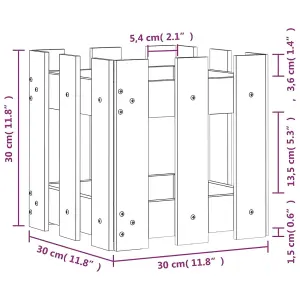 Berkfield Garden Planter with Fence Design 30x30x30 cm Solid Wood Pine