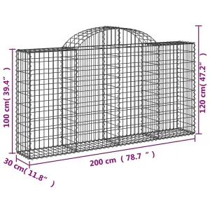 Berkfield Arched Gabion Baskets 14 pcs 200x30x100/120 cm Galvanised Iron