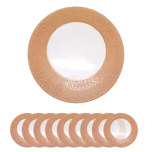 Neel Blue Charger Plates for Table Decoration - Checkered Rose Gold - Pack of 12