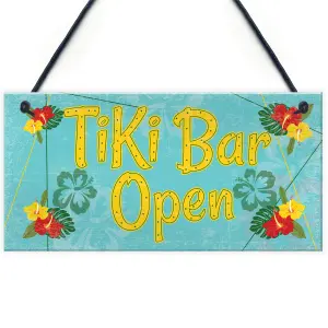 Red Ocean Tiki Bar Open Hanging Bar Pub Plaque Cocktails Beach Decoration Sign Friendship Gift