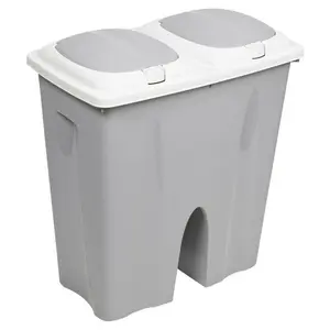 Annabesook 50 Litre Multi-Compartments Rubbish & Recycling Bin Beige/White