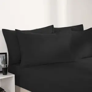 Brentfords Plain Dyed Fitted Bed Sheets Non-Iron, Graphite Grey - Double