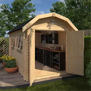 10ft x 8ft (2950mm x 2350mm) Horsforth "The Frankfort Plus" 44mm Log Cabin With 1 Opening Windows