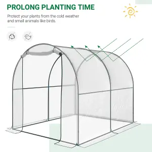 Outsunny Walk In Polytunnel Greenhouse w/ Roll Up Door PVC Cover, 2.5 x 2m