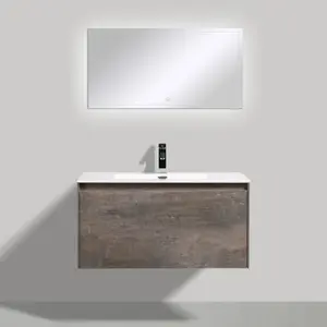 Rigel Metallic Wall Hung Bathroom Vanity Unit with White Basin (W)900mm (H)450mm