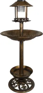 Garden Outdoor Ornamental Free Standing Pedestal Solar Light Bird Bath & Feeder