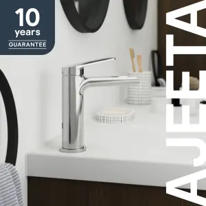 GoodHome Ajeeta Medium Matt Black Round Basin Mixer Tap