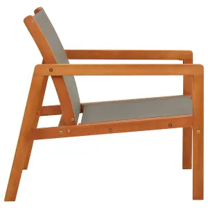 Berkfield Garden Lounge Chair Grey Solid Eucalyptus Wood and Textilene