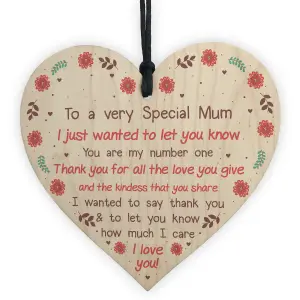 Red Ocean Handmade Wooden Heart Gift For Mum From Daughter Or Son Keepsake Gift