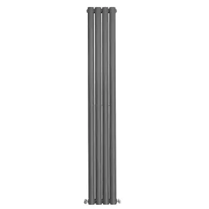 Right Radiators 1600x236mm Vertical Double Oval Column Designer Radiator Anthracite