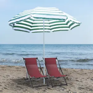 Outsunny Beach Umbrella Parasol Tilt Sun Shade 1.8M Garden