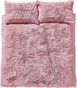 Cuddly Faux Fur Duvet Cover Set With Pillowcases Catherine Lansfield Size: Kingsize - 2 Standard Pillowcases, Colour: Blush