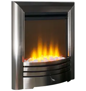 Acantha Amara Pebble Electric Fire in Brushed Steel with Remote Control