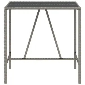 Berkfield Bar Table with Glass Top Grey 110x70x110 cm Poly Rattan