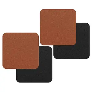 iStyle Rust and Black Flexi Set of 4 Faux Leather Coasters