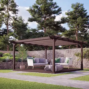 Double Premium Pergola and Decking Kit - Wood - L240 x W240 cm - Rustic Brown