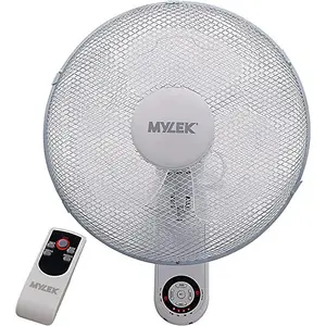 MYLEK 16" Wall Fan White - Oscillating Design with 3 Speed Settings & 2 Fan Modes - Remote Control or Manual