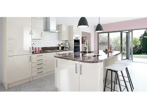 WTC Cashmere Gloss Vogue Lacquered Finish 715mm X 257mm  Slab Style Full Height Kitchen Corner Door Fascia Undrilled