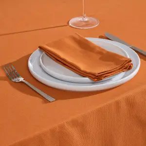 Homescapes Burnt Orange Cotton Tablecloth 137 x 178 cm