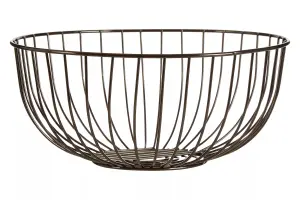 Interiors by Premier Round Black Nickel Finish Fruit Basket