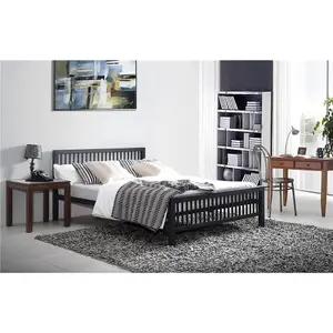 Oriental Shaker Style Black Metal Bed Frame - King Size 5ft