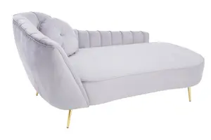 Interiors by Premier Decent Grey Left Arm Velvet Chaise For Livingroom, Chaise Couch With Button Tufted Cushion, Grey Lounge Sofa