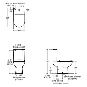 Ideal-Standard Della White Close-coupled Toilet & cistern with Soft close seat & Close coupled cistern