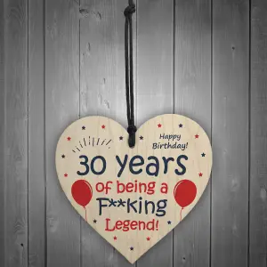 Funny 30th Birthday Gift Wood Heart Dad Mum Sister Brother Birthday Gift Keepsake