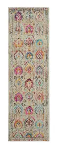 Multi Luxurious Traditional Persian Easy to Clean Floral Graphics Rug For Dining Room -183cm (Circle)