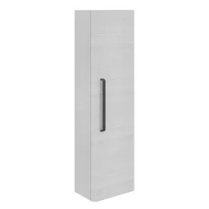 Emery Wall Hung Textured White Tall Bathroom Cabinet with Black Bar Handle (H)120cm (W)35cm