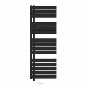 Rinse Bathrooms Designer Flat Panel Electric Heated Towel Rail Radiator Bathroom Ladder Radiators Prefilled Black 1380x500mm