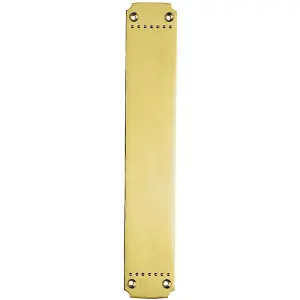 Ornate Door Figner Plate with Dot Pattern 370 x 64mm Polished Brass Push Plate